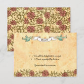 Boheemhart, Rozen, Vogels, & Vaandel Trouwdag RSVP Kaartje (Voorkant / Achterkant)