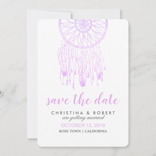 Boheemian Dreamcatcher Lavendel Bewaar De Datum Save The Date (Voorkant)