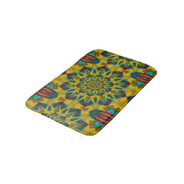 Boheemien Hippie Blauw Geel Bloemmotief Etnisch St Badmat