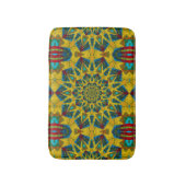 Boheemien Hippie Blauw Geel Bloemmotief Etnisch St Badmat (Voorkant Verticaal)