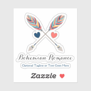 Boheemien Kruisende Pijlen & Harten Naam Logo Sticker