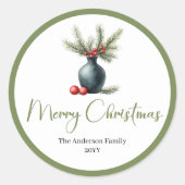 Boheemien Minimalistische Kerstboeket Sticker (Voorkant)