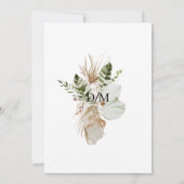 Boheemien Pampagras Boho Botanische Bruiloft Kaart (Achterkant)