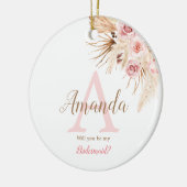 Boheemien Pampagras Roze Bruidsbruidsmeisje Keramisch Ornament (Links)