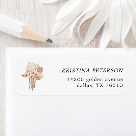 Boheemien Pampas Gras Retouradreslabel Etiket (Insitu)