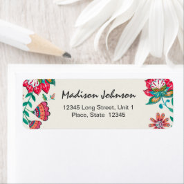 Boheemien Rood Volk bloemen Bloemig | Trouwen Etiket