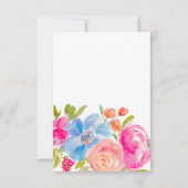 Boheemien roze blauw bloemig waterverf bruidsdiner bedankkaart (Achterkant)