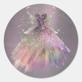 Boheemijnse sprookjesbaljurk | Gedempte ombre wijn Ronde Sticker (Voorkant)