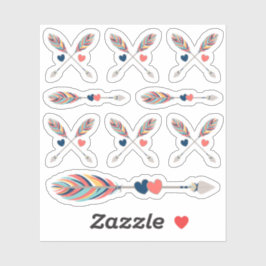 Boheemisch gekruiste pijlen en harten planner blad sticker