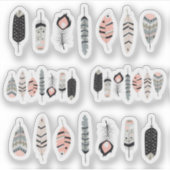 Boheemische Vogelveer in Roze Roze Planner Blad Sticker (Voorkant)