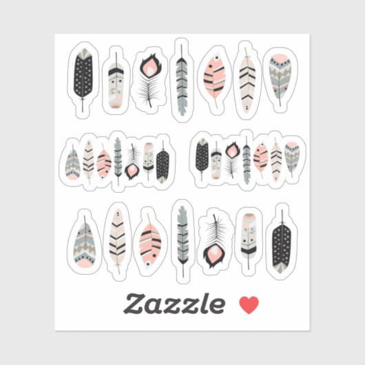 Boheemische Vogelveer in Roze Roze Planner Blad Sticker (Vel)