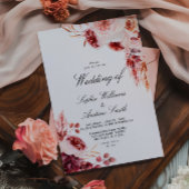 Boheemroze Elegante Rustieke Trouwuitnodiging Kaart