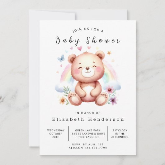 Boheems Aangepast Beer Baby shower Kaart (Voorkant)