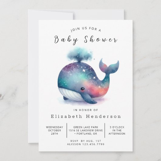 boheems aangepast walvis-Baby shower Kaart (Voorkant)