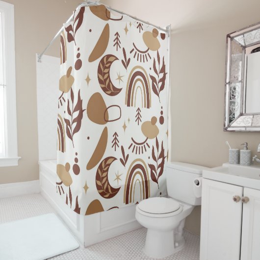 Boheems Abstract geometrisch douchegordijn (In situ)