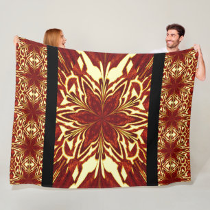 Boheems Abstract Gouden Sinaasappel Jasmijn Bloeme Fleece Deken