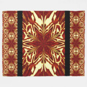 Boheems Abstract Gouden Sinaasappel Jasmijn Bloeme Fleece Deken (Voorkant (Horizontaal))