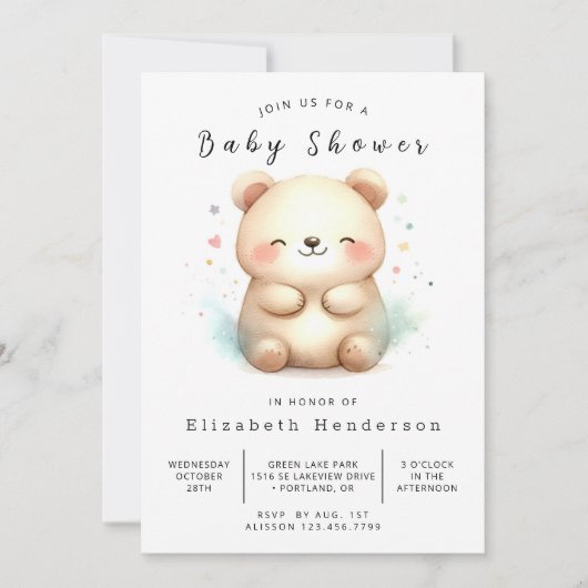 Boheems bedrukbaar Beren Baby shower Kaart (Voorkant)