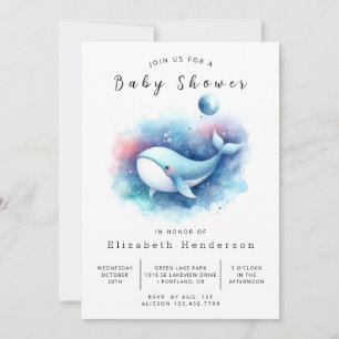 Boheems bedrukbaar walvis Baby shower Kaart