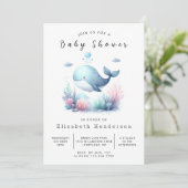 Boheems bedrukbaar walvis Baby shower Kaart (Staand voorkant)