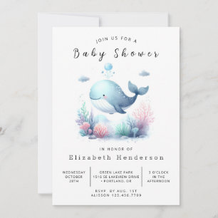 Boheems bedrukbaar walvis Baby shower Kaart