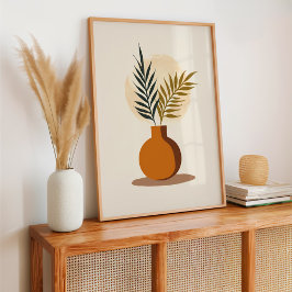 Boheems beige Plant en vaas botanisch Poster