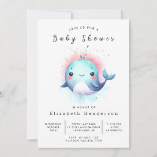 Boheems bewerkbaar walvis Baby shower Kaart
