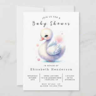 Boheems bewerkbaar zwaan Baby shower Kaart
