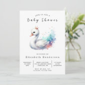 Boheems bewerkbaar zwaan Baby shower Kaart (Staand voorkant)