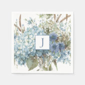 Boheems Blauw Bloem Waterverf Boeket Servet (Voorkant)