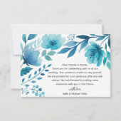 Boheems Blauw Bloemen Huwelijk Bedankkaart (Achterkant)