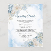 Boheems Blauw Ivoor Roos Bloemen Trouwdetails (Voorkant)