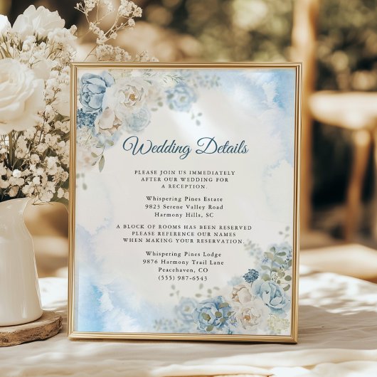 Boheems Blauw Ivoor Roos Bloemen Trouwdetails