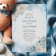 Boheems blauw Roos Baby shower