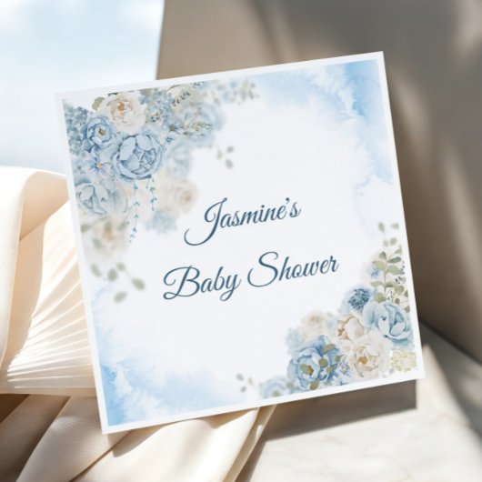 Boheems blauw Roos Baby shower Servet
