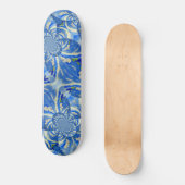 Boheems blauw wit mandala bloemen persoonlijk skateboard (Voorkant)