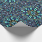 Boheems Blauwgroen Floral Star Pattern Wrapping Pa Cadeaupapier (Hoek)