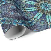 Boheems Blauwgroen Floral Star Pattern Wrapping Pa Cadeaupapier (Rol Hoek)