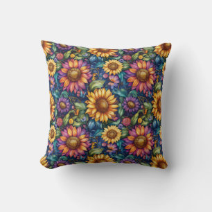 Boheems Bloemenlandschap Levendig Patroon Kussen