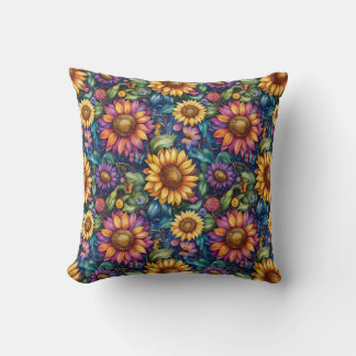 Boheems Bloemenlandschap Levendig Patroon Kussen