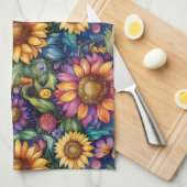 Boheems Bloemenlandschap Levendig Patroon Theedoek (Quarter Fold)