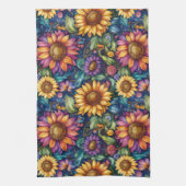 Boheems Bloemenlandschap Levendig Patroon Theedoek (Verticaal)