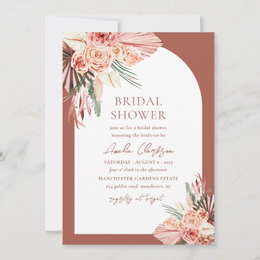 Boheems bloementerracotta & ivoor Vrijgezellenfees Kaart (Voorkant)