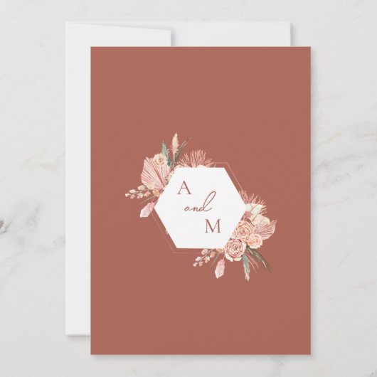 Boheems bloementerracotta & ivoor Vrijgezellenfees Kaart (Achterkant)