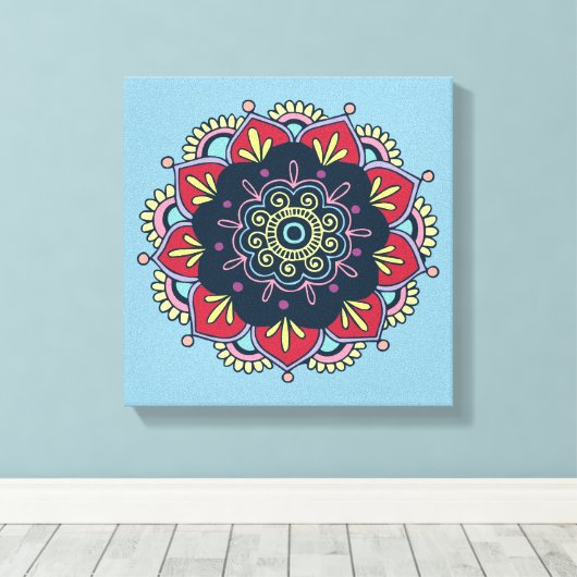 Boheems bloemig verpakt canvas (Insitu (Houten vloer))