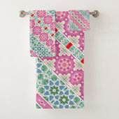 Boheems bloemmozaïekontwerp met Waterverf mozaïek Bad Handdoek (Insitu)