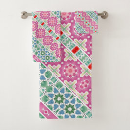 Boheems bloemmozaïekontwerp met Waterverf mozaïek Bad Handdoek