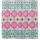 Boheems bloemmozaïekontwerp met Waterverf mozaïek Douchegordijn (Voorkant)