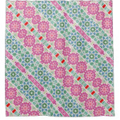 Boheems bloemmozaïekontwerp met Waterverf mozaïek Douchegordijn (Voorkant)