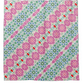 Boheems bloemmozaïekontwerp met Waterverf mozaïek Douchegordijn (Voorkant)